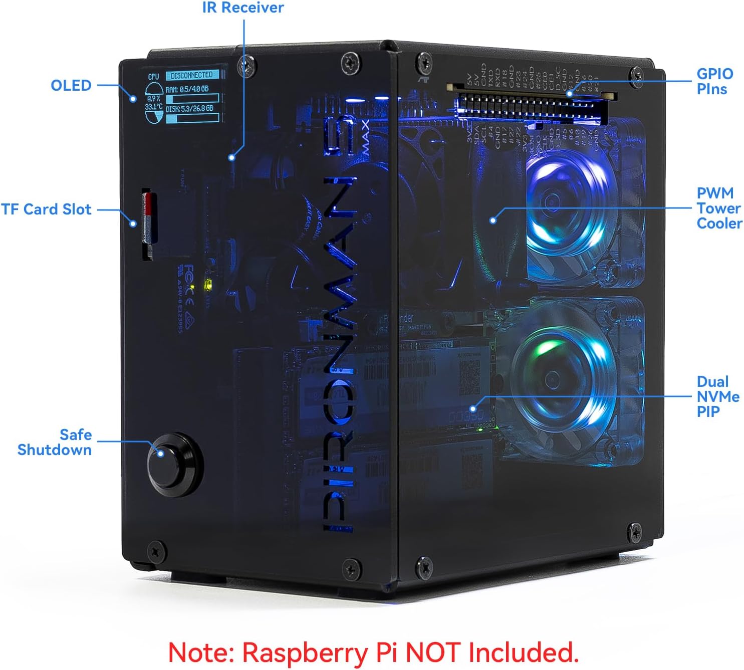Pironman 5-MAX Çift NVMe M.2 S - Raspberry Pi Ai Kit Hailo-8L incelemesi ve fiyatı